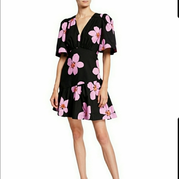 NWT  Kate Spade BNWT Grand Flora poplin black floral dress - Picture 2 of 5